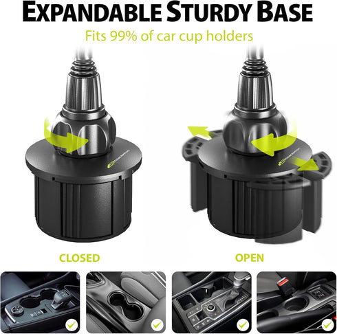 Bracketron TripGrip Universal Phone Holder for Car Cup Holder Mount, 360 Degree Rotation