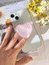 Transparent Heart Shaped Mobile Phone Grip, Pink Resin Folding Stand, Convenient Accessory (Pink)