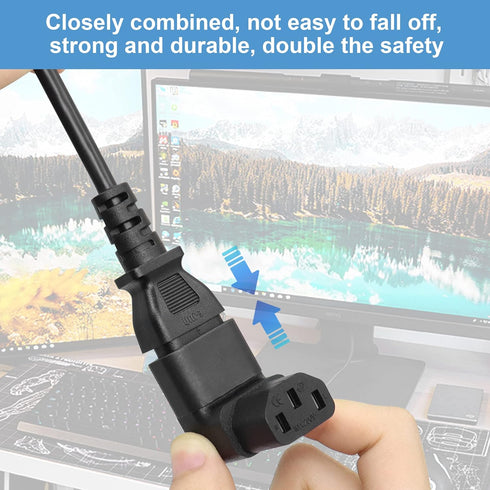 YACSEJAO IEC 320 Male C14 to 90 Degree Down Right Angled C13 Power Extension Adapter, 2PCS