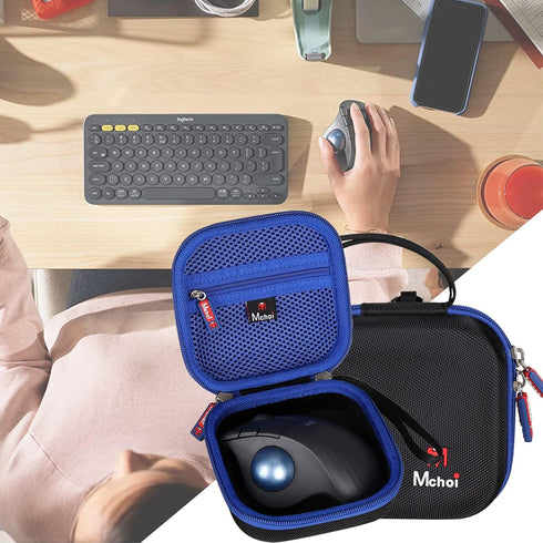 Mchoi Shockproof Carrying Case for Logitech Ergo M570 M575 / Nulea Wireless Trackball Mouse, Waterproof Black