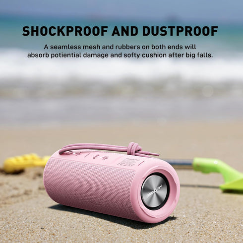 MIATONE Outdoor Portable Bluetooth Speakers, Wireless Speaker Waterproof - Pink