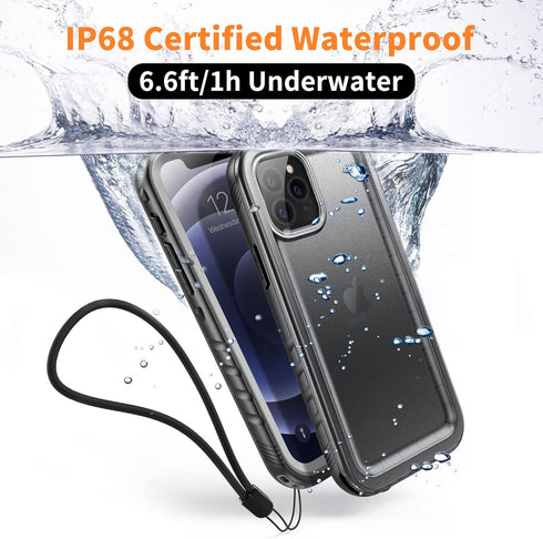 Cozycase Waterproof Case for iPhone 12 Pro Max - Built-in Screen Protector, Shockproof Full Body Cover (Black)