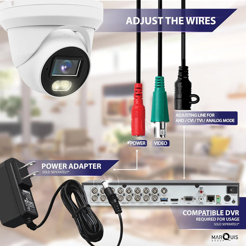 Marquis 8MP 24/7 Full-Color HD CCTV Security Camera - Outdoor Turret Dome with Sony-Starvis, Waterproof Analog