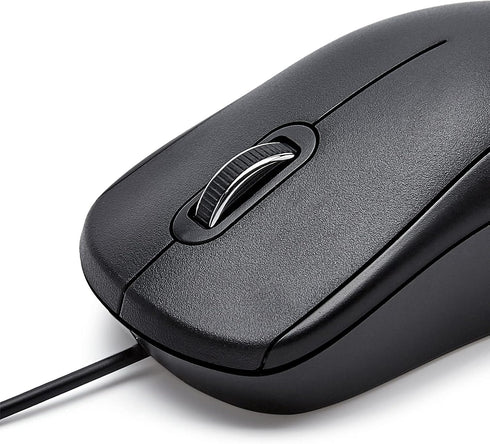 Amazon Basics 3-Button 1000 6-foot USB Wired Mouse with Precision Scroll Wheel, DPI, Ergonomic Grip, Plug and Play