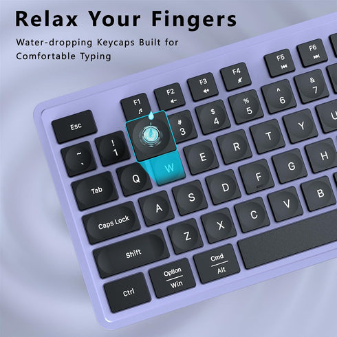 COVEVA 2.4GHz 104 Wireless Keyboard and Mouse Combo, Wireless Keyboard Mouse with USB Receiver, Water-Dropping Keycaps