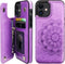 Vaburs Wallet Case for iPhone 12 and iPhone 12 Pro, Embossed Mandala Pattern PU Leather with Card Holder, Purple