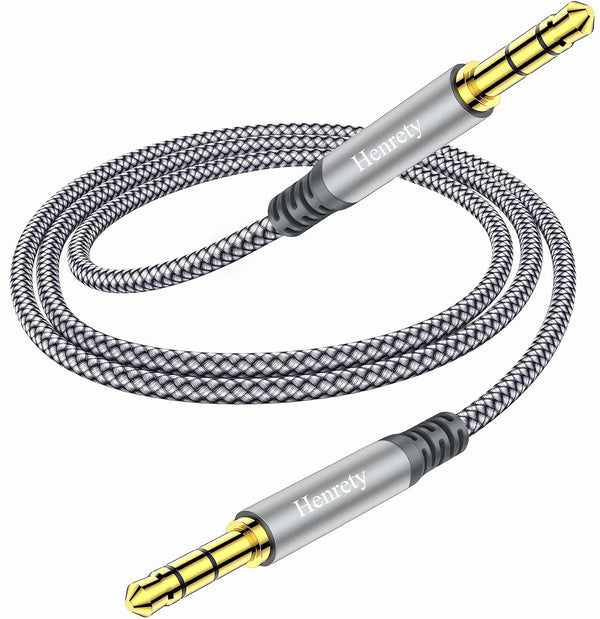 Henrety 3.5mm Nylon Braided Aux Cable (3.3ft/1m) - Male to Male Audio