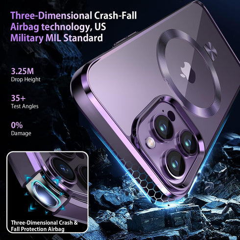 Magnetic iPhone 14 Pro Case with Invisible Stand, Compatible with MagSafe, Slim Clear Design with Electroplated Bumper,