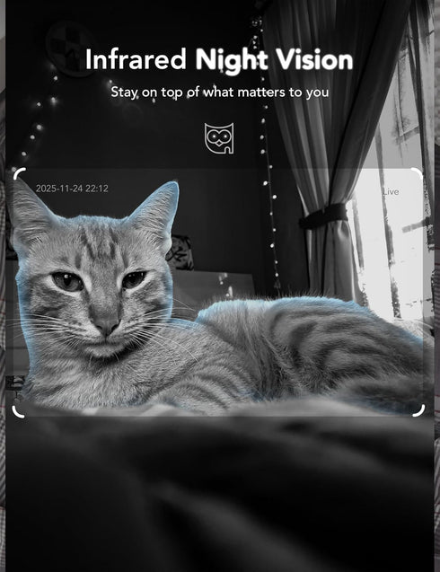 GNCC 2K 2.4G/5G 2 Pack Indoor Cameras for Home Security with Phone App, Mini Pet Cam w/Human/Motion/Sound Detection