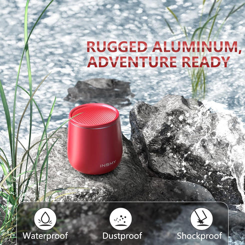 INSMY Small Bluetooth Speaker, Waterproof Mini Portable Wireless Speaker, Punchy Bass, Built-in Mic for Hiking