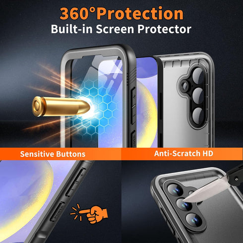 Cozycase Waterproof Case for Samsung Galaxy S24 - 360 Heavy Duty Full Body Protection, Shockproof, Dustproof, IP68 with