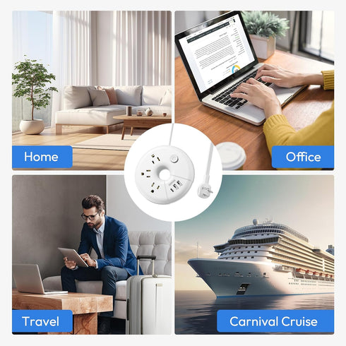 NTONPOWER Travel Power Strip with USB Ports, 3 Outlet and 3 USB (1 USB C), 5 ft Extension Cord, Compact for Home Office