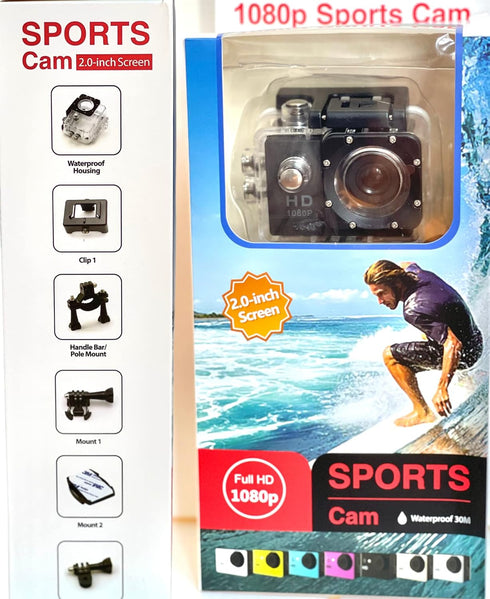 Sports Camera HD 1080p Mini Camcorders - Action Camera Video Full HD, Black (HL-01-02)