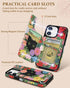 Shorogyt Wallet Case for iPhone 11, Designer Floral Cat Pattern Kickstand Magnetic Clasp Leather Phone Case