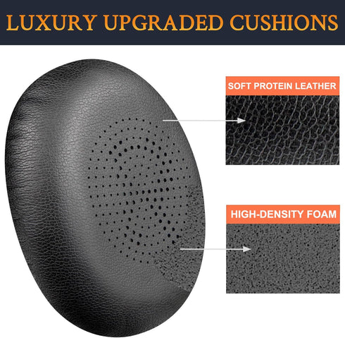 SOULWIT Replacement Ear Pads for Jabra Evolve2 30 Headset, Cushions with Softer Protein Leather (Black)