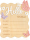TERJIO Butterfly Daisy Hello World Board - Little Butterfly Birth Announcement Sign,Wooden Hello