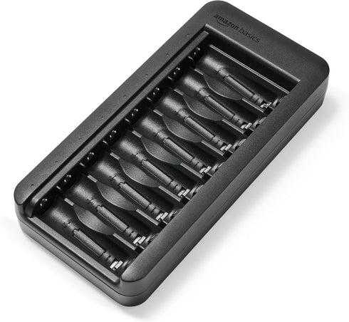 Amazon Basics 8-Bay 8 Count, Rechargeable AA Low Self Discharge NiMh Batteries with Battery Charger, USB-C Port, No AC