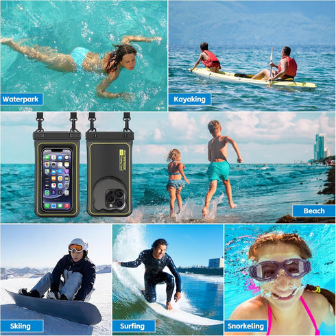 IP68 Floating Waterproof Phone Case for iPhone 15 14 13 Pro Max, Galaxy S24 S23 S22 Ultra, Black