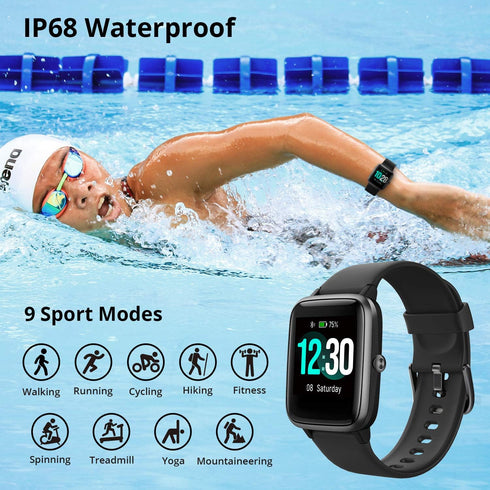 Fitpolo Fitness Tracker with Heart Rate Monitor, Smart Watch, 1.8 inches Color Touch Screen, IP68 Waterproof