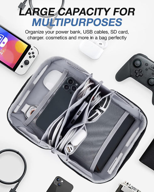 BAGSMART Electronics Organizer Pouch, Travel Tech Organizer Bag for Travel Essentials, Cord Organizer Bag as Travel