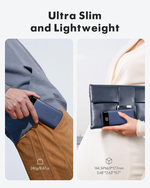 Portable Charger with Built-in Cables, Slim 10000mAh Travel Essentials Battery Pack 6 Outputs 3A High Speed for iPhone