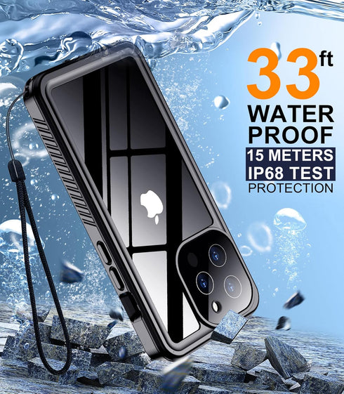 Designed for iPhone 13 Pro Case - Waterproof Full Body Shockproof Phone Cover with Built-in Screen Protector (Black)