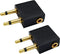 Dual 3.5mm (1/8") Male to 3.5mm Female AUX Audio Jack Adapter Converter for Using Headphone on Airplane (2 Pack)