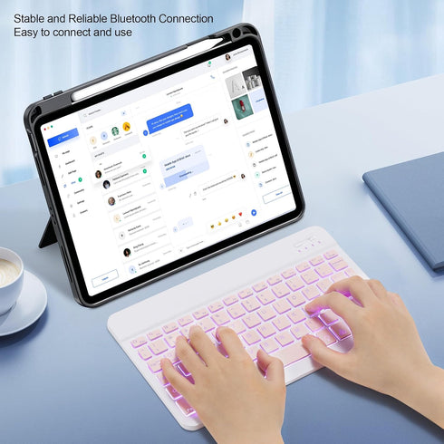 TOHAKATA A16 11th 10th Backlit Bluetooth Keyboard Small Portable Wireless Keyboard Rechargeable Illuminated for Android