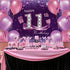 Happy Birthday Party Decorations, Large 72.8 x 43.3 Inch Fabric Backdrop for Girls Birthday Party, Pink Purple