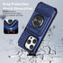 Vofolen Wallet Case for iPhone 14 Pro Max, Card Holder + 360° Magnetic Ring Kickstand, Blue