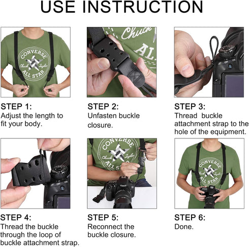 Camera Harness Strap, Cross Shoulder Quick Release Straps for Binoculars, Rangefinders, Compatible with Canon, Nikon,