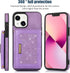 Asuwish iPhone 13 Case: 6.1" Wallet Cover, Card Holder, Tempered Glass Protector, Leather Bling, Purple for Women.