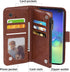 Asuwish Wallet Case for Samsung Galaxy S10 Plus - Brown Leather Flip with Tempered Glass & Card Holder Stand.
