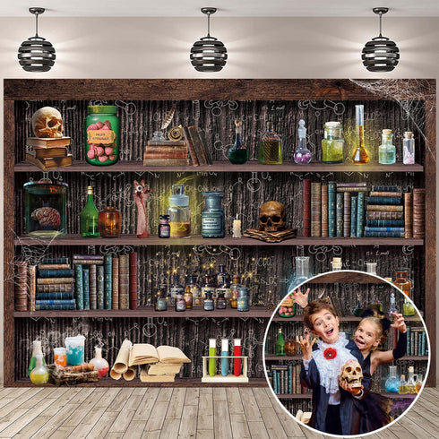 Mad Scientist Laboratory Backdrop for Kids, Halloween Magic School Background, 7X5FT (82x59inch) Decorations