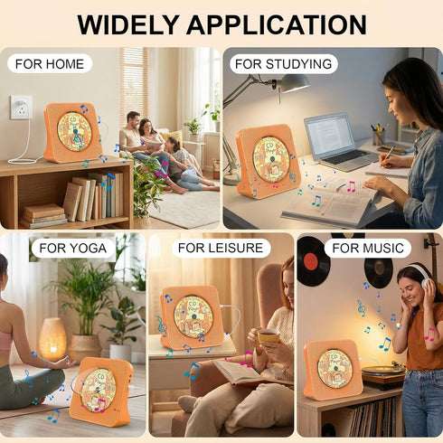 Gueray Portable CD Player with Bluetooth, Desktop CD Music Players for Home Built-in Double HiFi Sound Speakers FM