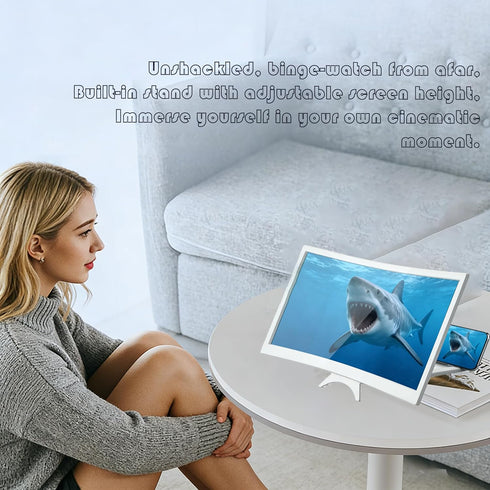 Svenirven 12'' 3D Curved Screen Magnifier, HD Mobile Video Movie Smartphone Screen Amplifier Projector Cell phne Stand