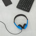 Egghead Blue Heavy-Duty Kids' Stereo Headphones, Adjustable, Tangle-Free, Padded Ear Cups, 4' Cord for School Use.
