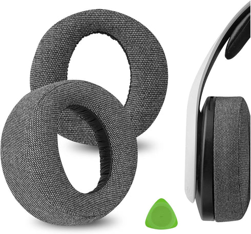 Geekria Comfort Linen Ear Pads for PS5 Pulse 3D Wireless Headphones - Replacement Earpads & Ear Cups (Grey)