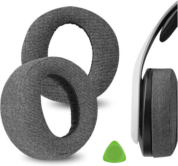 Geekria Comfort Linen Ear Pads for PS5 Pulse 3D Wireless Headphones - Replacement Earpads & Ear Cups (Grey)
