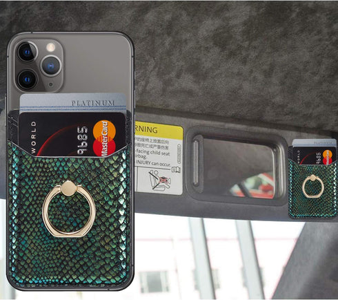 BIAJIYA RFID Leather Phone Card Holder - Adhesive Stick-on Wallet for Most Smartphones