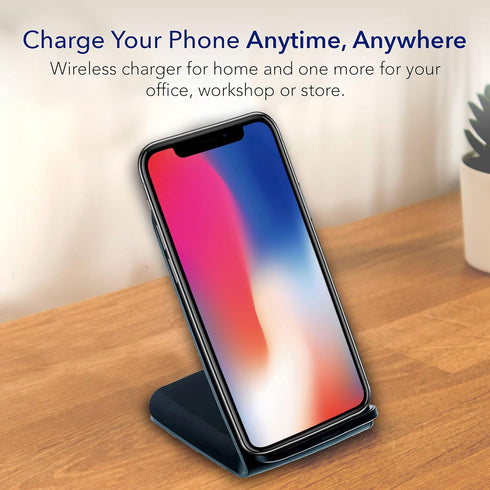 10W Dual Coil Qi Wireless Charger Stand - Fast Wireless Phone Charging Stand for iPhone and Samsung Galaxy Phones - USB