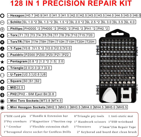 Precision Screwdriver Set Phone Repair Tool Kit, 130 In 1 DIY Repair Kit with Anti Static Mat, Magnetic Driver Kit