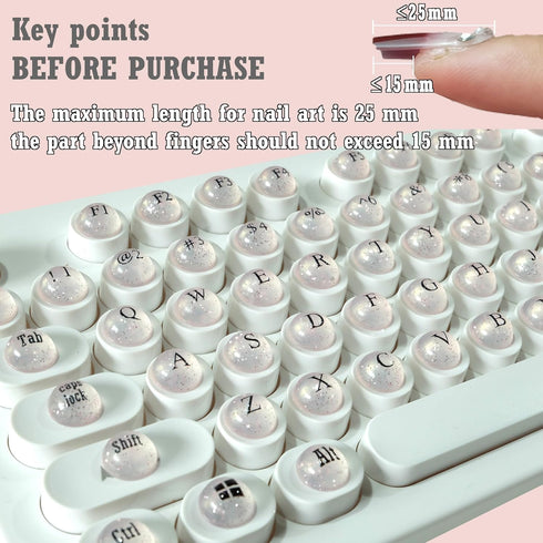 Ivaso 128 Full Keyboard Keys Riser for Long Nails Typing and Gaming, Pcs Self-Adhesive Symbolic and Alphanumeric