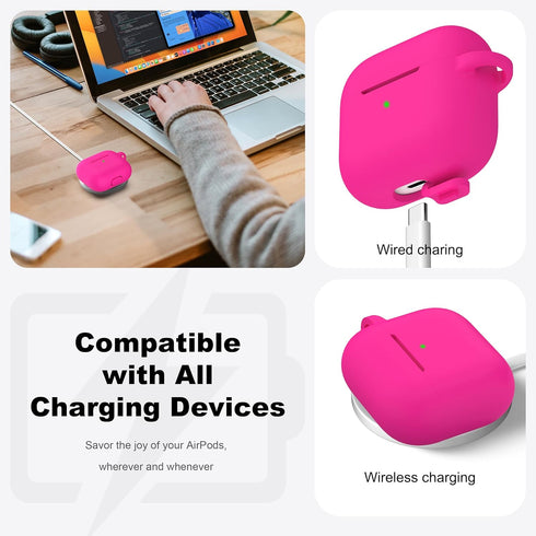 R-fun Compatible with AirPods 3 Case Cover, Silicone Protective Skin with Keychain for Apple AirPod 3rd Generation