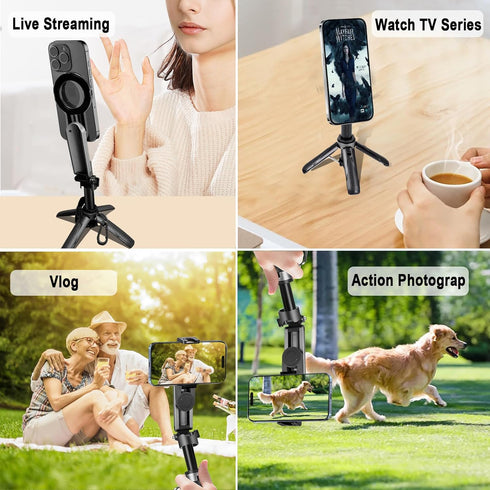 SULISAIS Mini Magnetic Phone Tripod with Remote Control, Portable Magnetic Selfie Stick Tripod for Photography