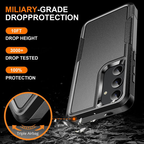 Samsung Galaxy S24 Case by Ezanmull - Black, 15 FT Military Grade Drop Protection, Non-Slip, with Screen & Camera Lens