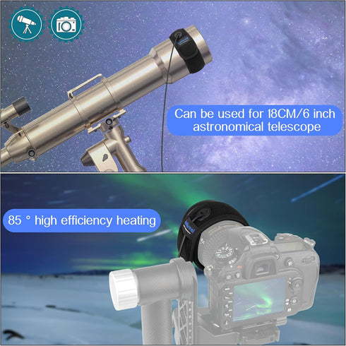USB Fast-Warm 2in1 XL Spliceable Telescopes DSLR Camera Dew Heater, Active Lens Warmer Strap for Canon Nikon Sony.