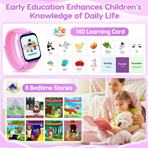 Smart Watch for Kids with 30 Puzzle Games, 140 Educational Cards, HD Touch Screen, Perfect Birthday Gift