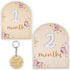 Monthly Baby Milestone Wooden Circle Sign, Newborn Gift for Girl and Boy, 1-12 Months (Butterfly)