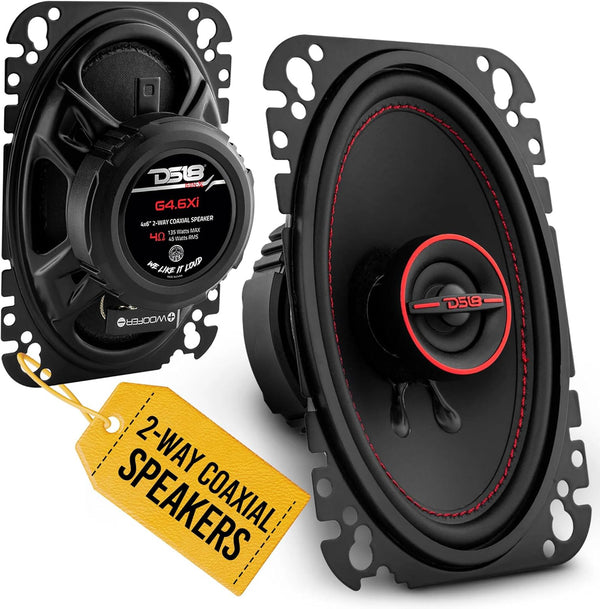 DS18 G4.6Xi GEN-X 4x6 2-Way Coaxial Speakers, 135 Watts Max Power, 45 Watts RMS, 4-Ohm Mylar Dome Tweeters, 2 Speakers